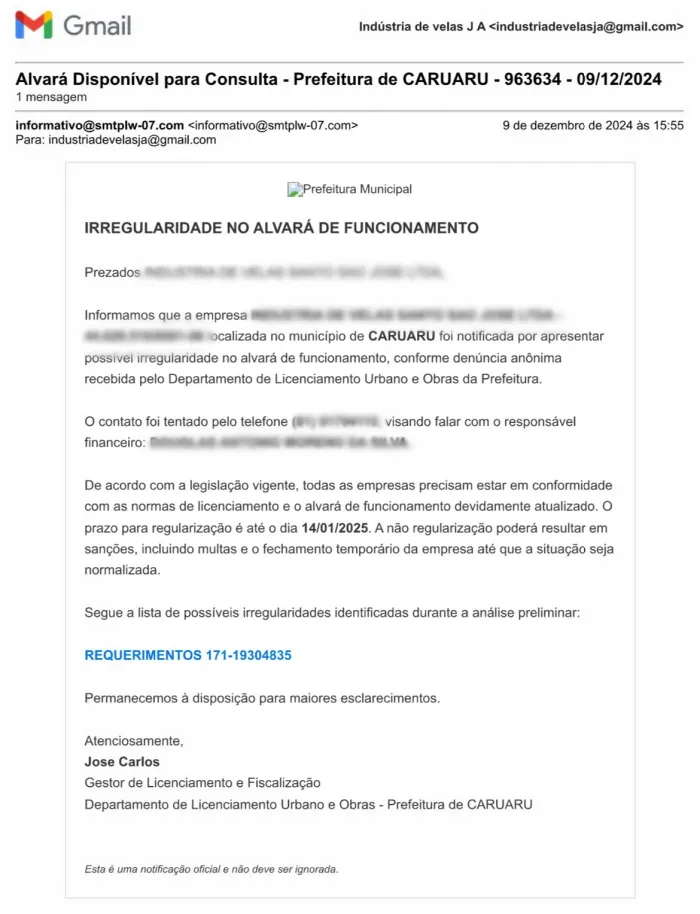 Secretaria da Fazenda de Caruaru alerta contribuintes sobre e-mails falsos que estão circulando para pagamento de tributos municipais