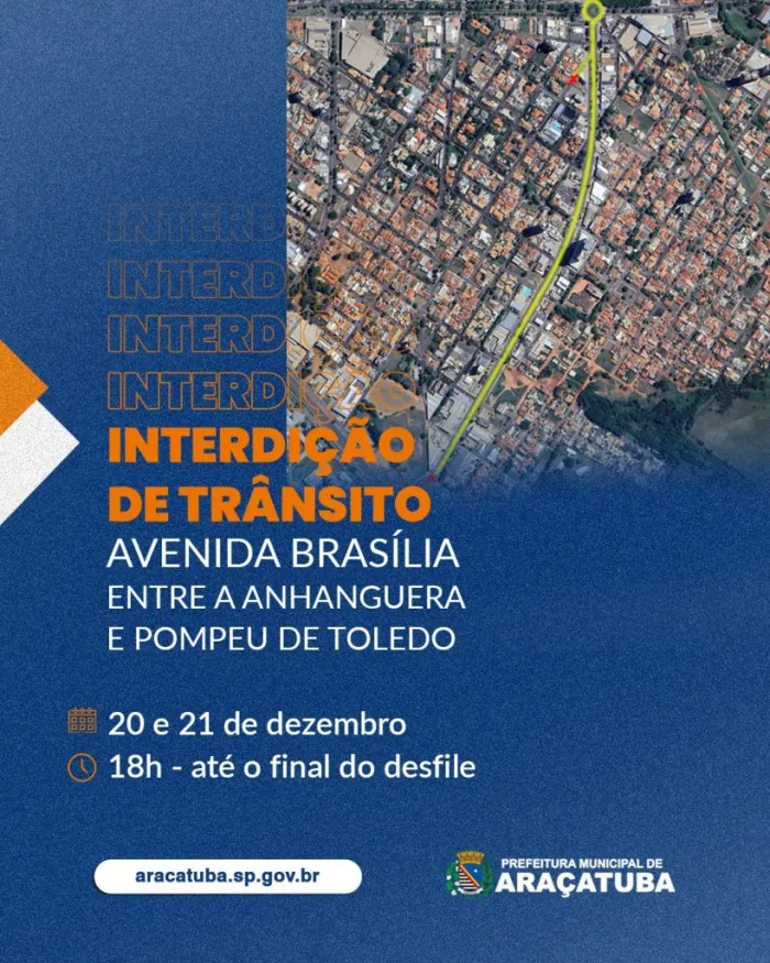 Vias serão interditadas para o desfile de Natal do Atamor em Araçatuba