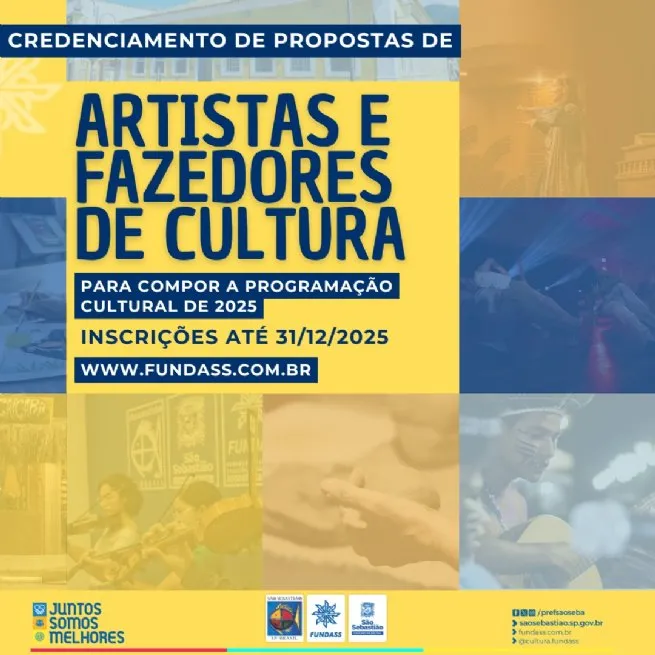 Prefeitura de São Sebastião abre inscrições para credenciamento de propostas de artistas para compor programação cultural do município