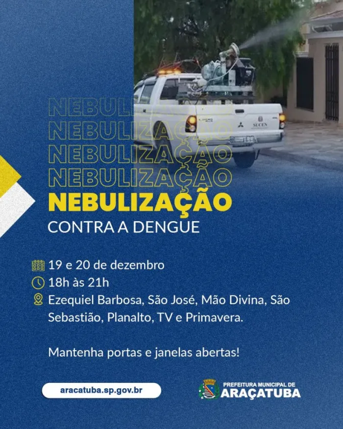 Araçatuba intensifica combate à dengue com ação de fumacê nesta semana