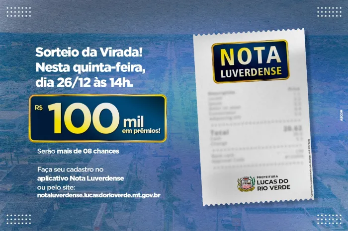 Sorteio da Virada da campanha Nota Luverdense será na quinta-feira (26)