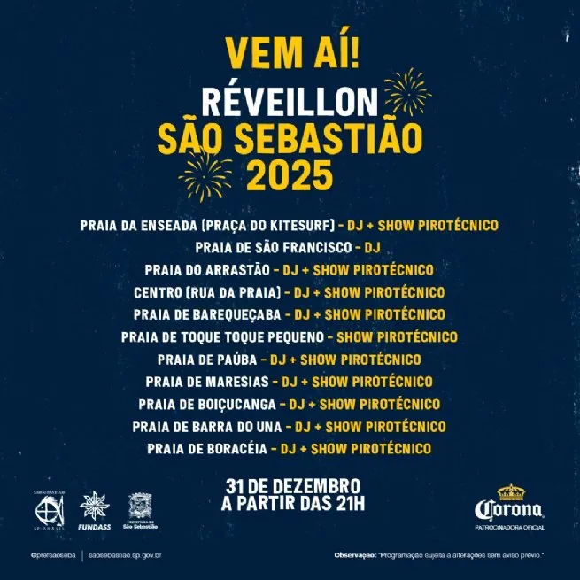 Prefeitura prepara grande festa de Réveillon com DJs e shows pirotécnicos nas praias de São Sebastião