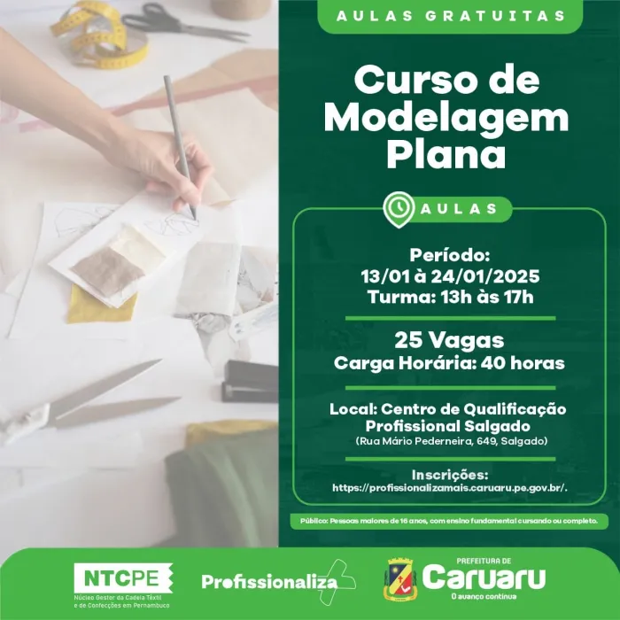 Prefeitura de Caruaru oferece curso gratuito de Modelagem Plana para o setor têxtil