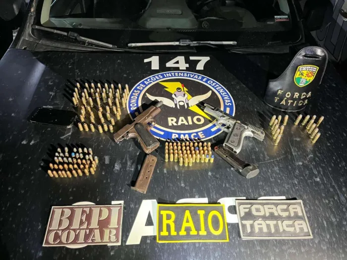 PMCE apreende armas de fogo e munições durante ação na zona rural de Novo Oriente