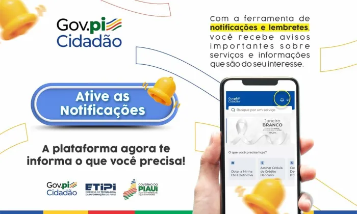 Gov.pi Cidadão: plataforma envia lembretes e notificações para população