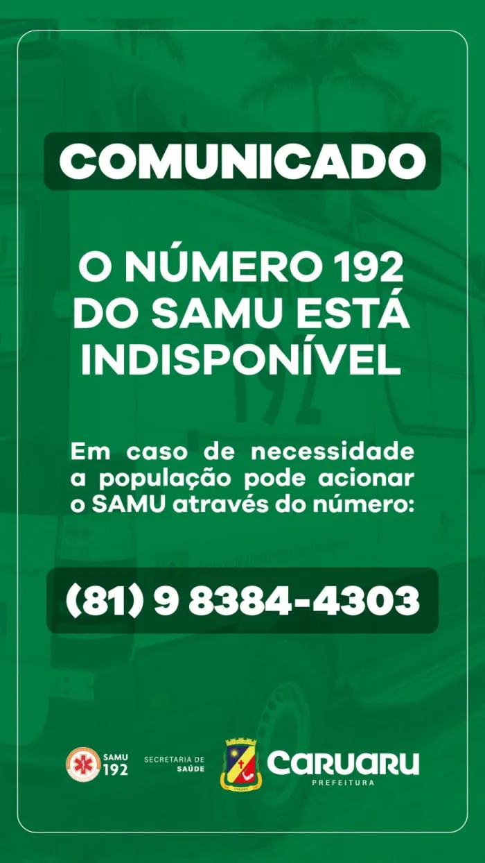 Nota de funcionamento – Serviço de Atendimento Móvel de Urgência (SAMU)