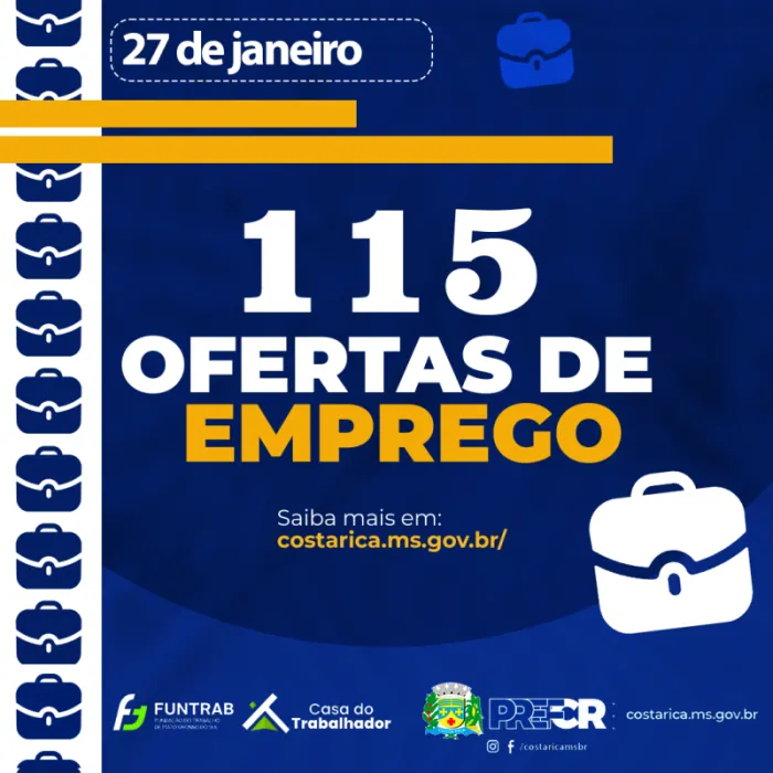 Casa do Trabalhador de Costa Rica abre a semana com 115 vagas de emprego