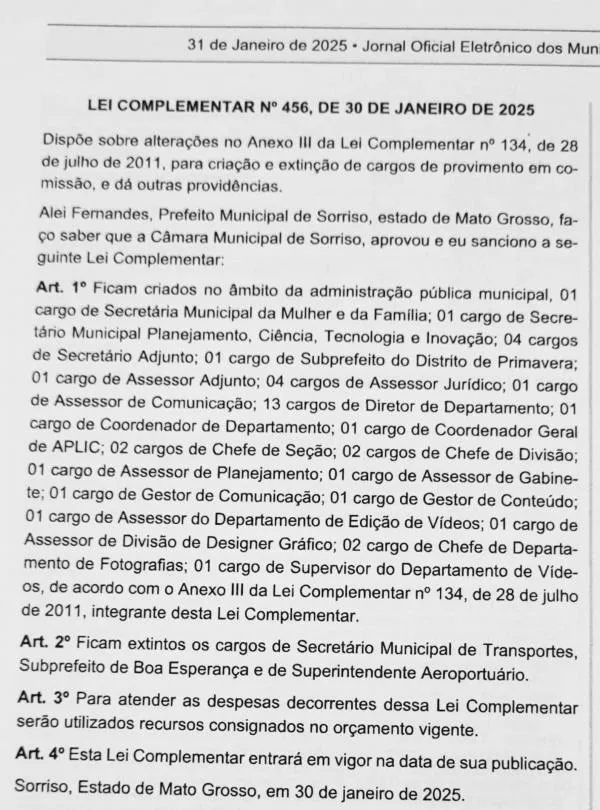 Foto: Reprodução/Prefeitura de Sorriso - MT