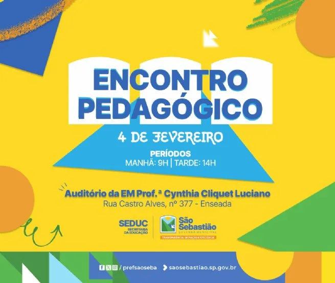 Secretaria da Educação promove Encontro Pedagógico com professores da rede municipal na terça-feira