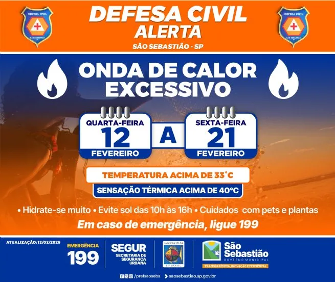 Prefeitura de São Sebastião orienta população para ondas de calor