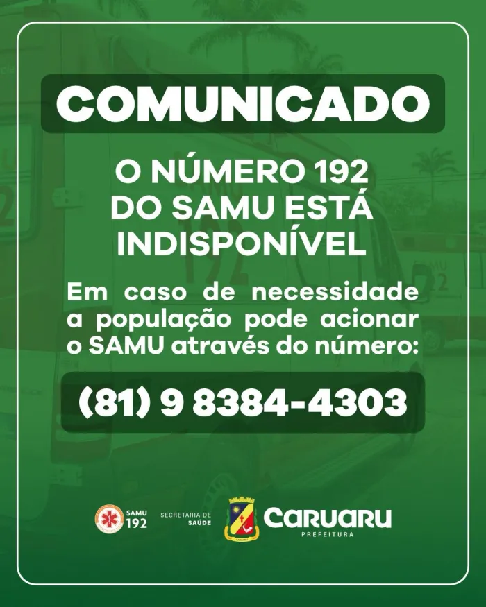 Nota de funcionamento – Serviço de Atendimento Móvel de Urgência (SAMU)
