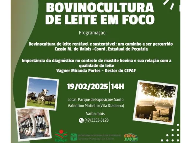 Epagri promove palestras sobre bovinocultura de leite e encontro de mulheres na ExpoXaxim