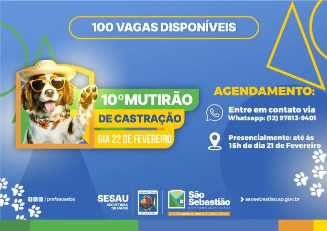 Mutirão de Castração oferece 100 vagas para cães e gatos no PATA