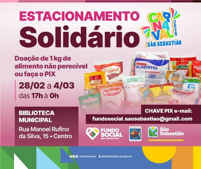 Fundo Social de São Sebastião promove Estacionamento Solidário de Carnaval 2025