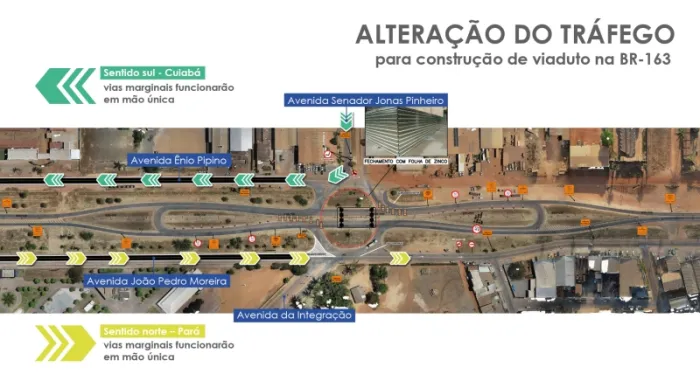 Tráfego na travessia urbana da BR-163 em Sinop será alterado nesta sexta-feira (07)