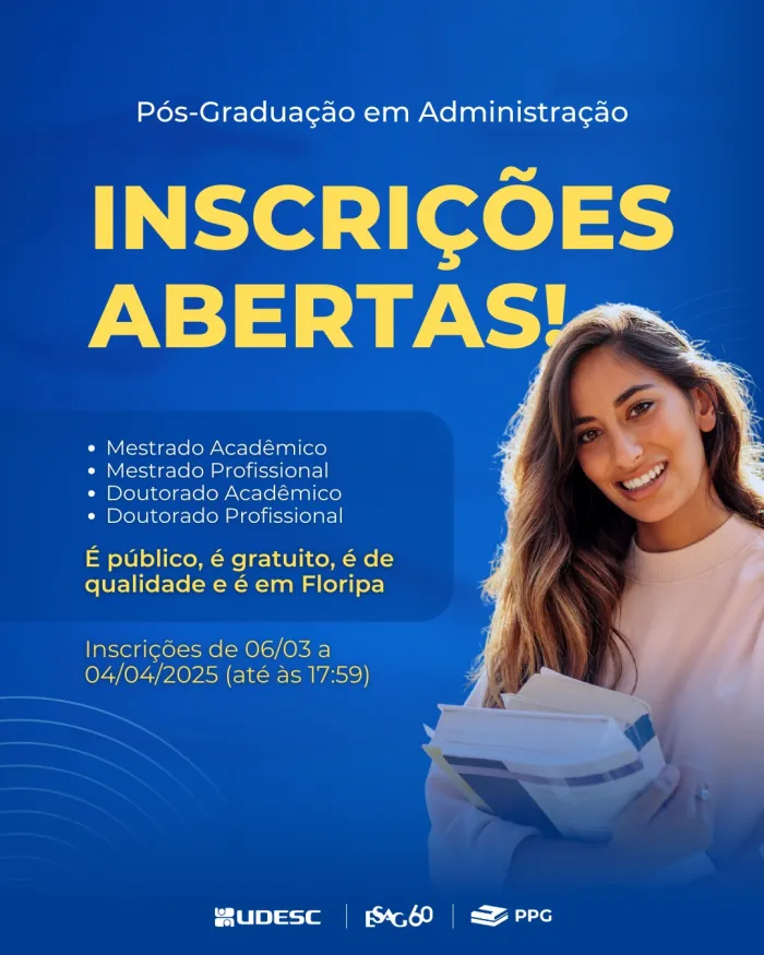 Udesc Esag abre inscrições para mestrados e doutorados em Administração