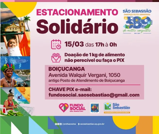 Fundo Social de São Sebastião promove estacionamento solidário no Aniversário de 389 anos da cidade na Costa Sul