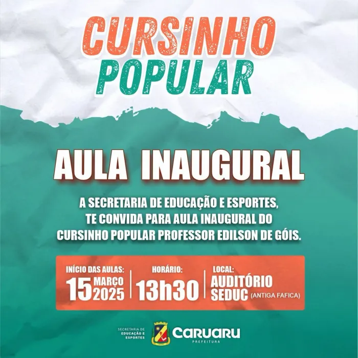 Aula inaugural do Cursinho Popular Edilson de Góis será neste sábado (15)
