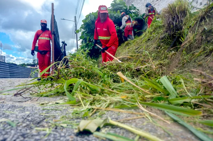 Agentes de limpeza urbana executam ações de zeladoria em bairros e parques públicos