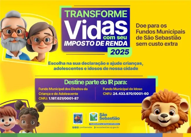 Campanha ‘Transforme Vidas com Seu Imposto de Renda’ incentiva doação para projetos voltados a crianças, adolescentes e idosos de São Sebastião
