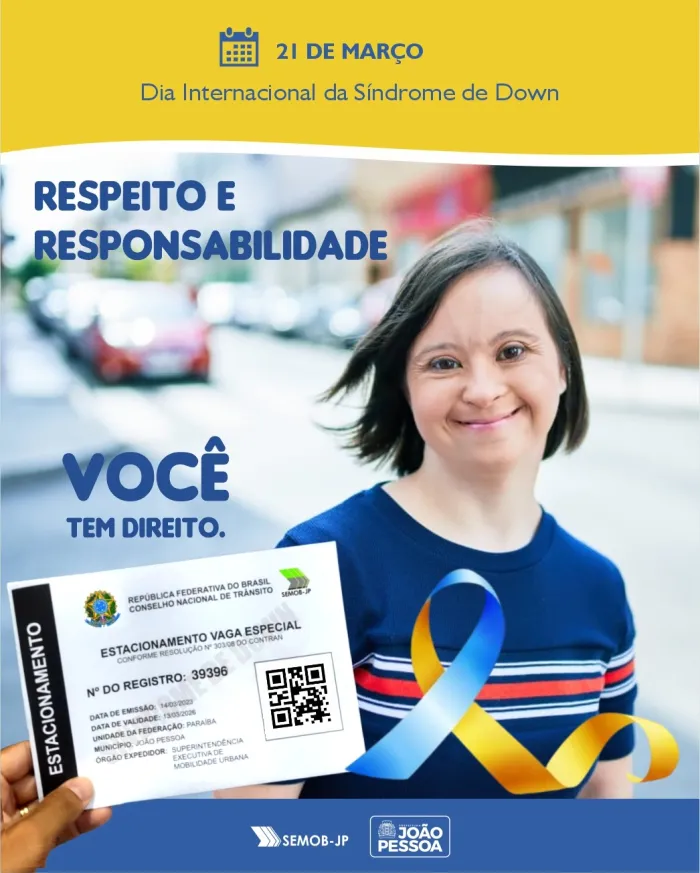 Semob orienta que pessoas com síndrome de Down têm direito a vagas exclusivas de estacionamento