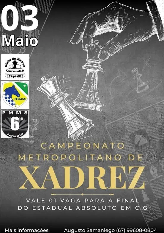 Sexto Batalhão de Polícia Militar será palco do Campeonato Metropolitano de Xadrez