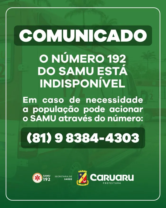 Nota de funcionamento – Serviço de Atendimento Móvel de Urgência (SAMU)