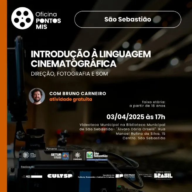 Prefeitura de São Sebastião e Pontos MIS oferece oficina gratuita sobre linguagem cinematográfica