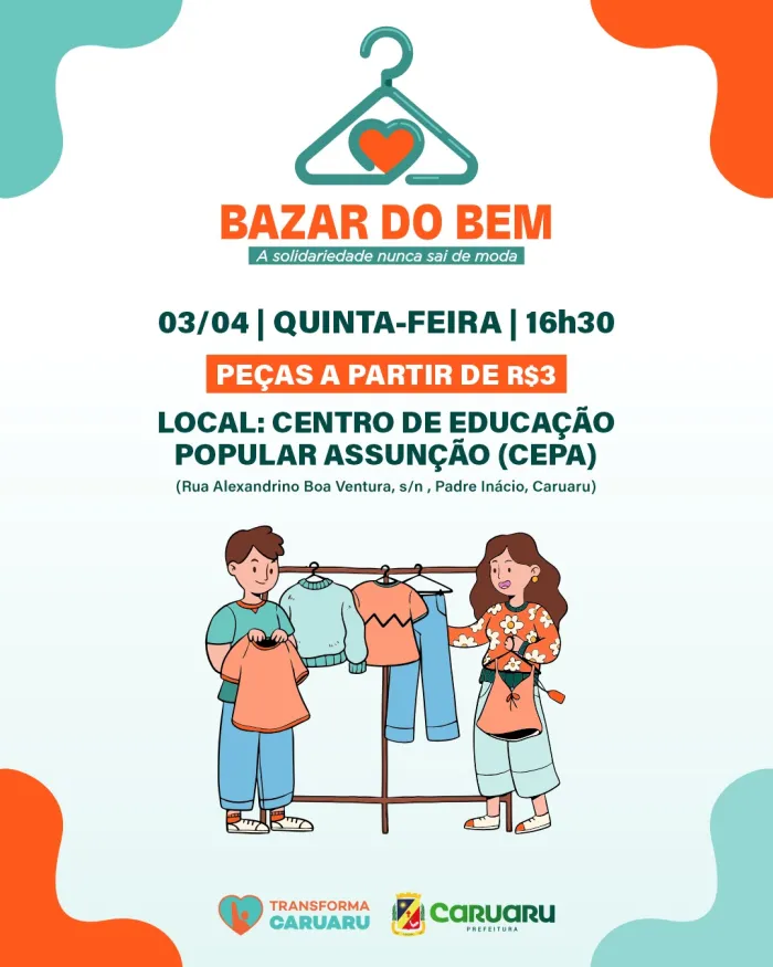 Transforma Caruaru promove mais uma edição do Bazar do Bem nesta quinta-feira (03)