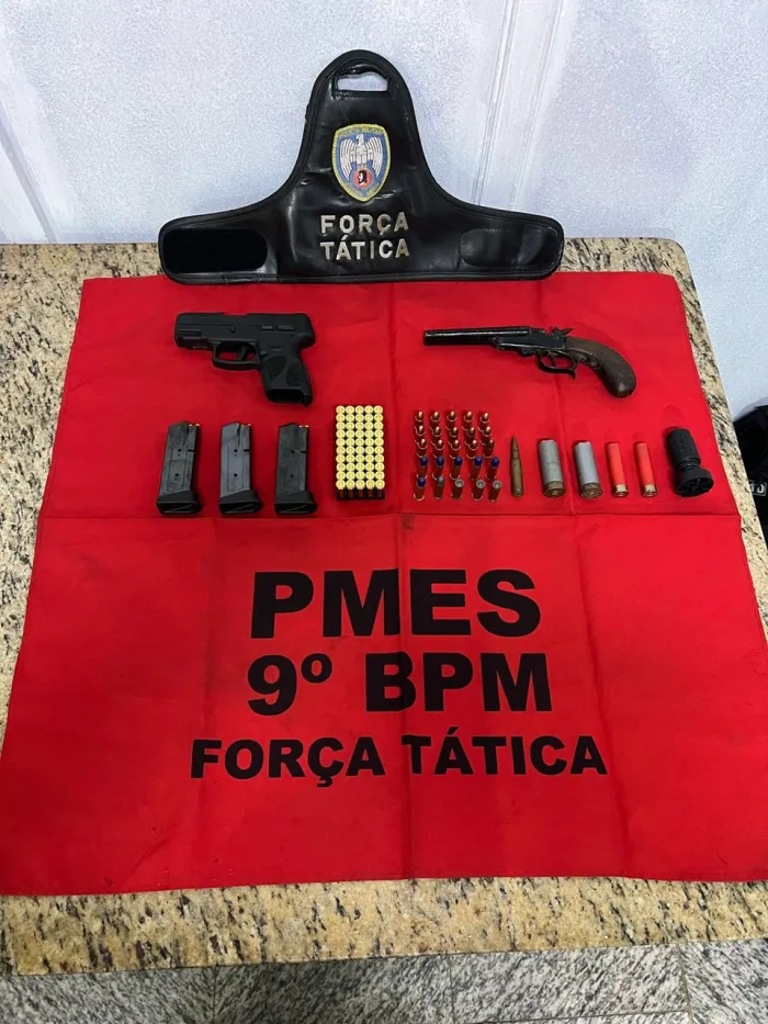 9º Batalhão apreende arma de fogo e munições em Cachoeiro de Itapemirim