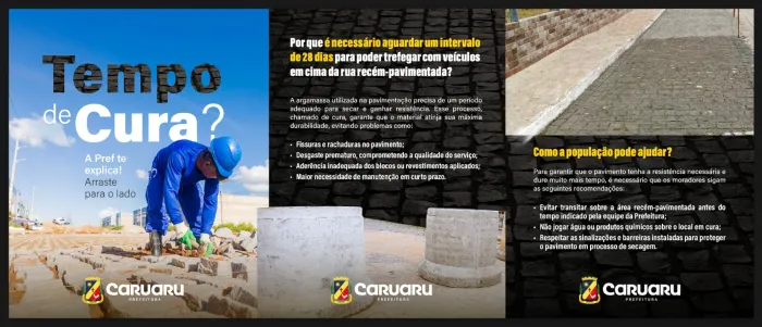 Secretaria de Obras de Caruaru orienta quanto ao tempo de cura do calçamento