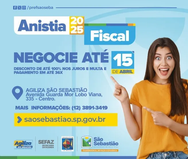 Campanha de Anistia Fiscal de São Sebastião vai até segunda-feira (14)