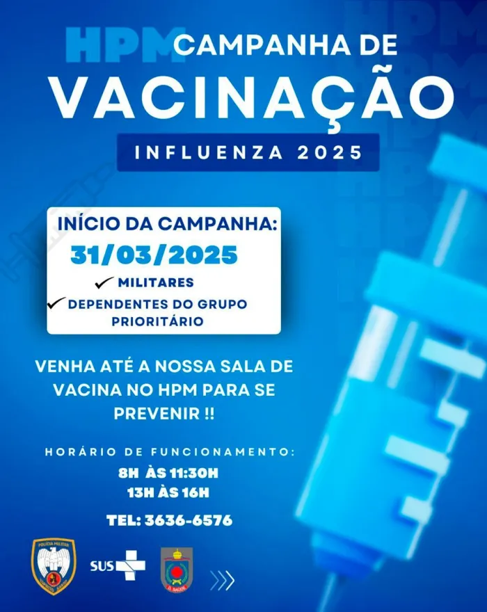 HPM inicia Campanha de Vacinação 2025 contra o vírus Influenza