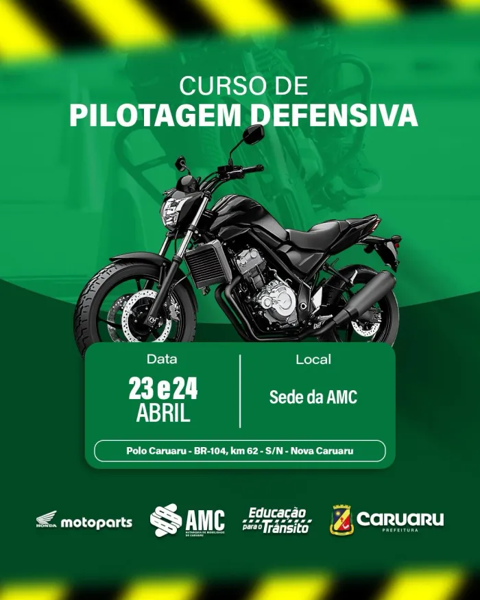 Autarquia de Mobilidade de Caruaru oferece curso gratuito de pilotagem defensiva para motociclistas