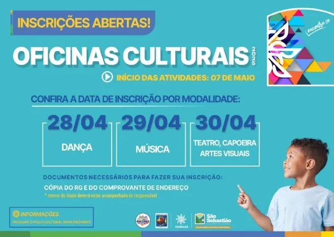 Prefeitura de São Sebastião abre inscrições para Oficinas Culturais gratuitas a partir de 28 de abril