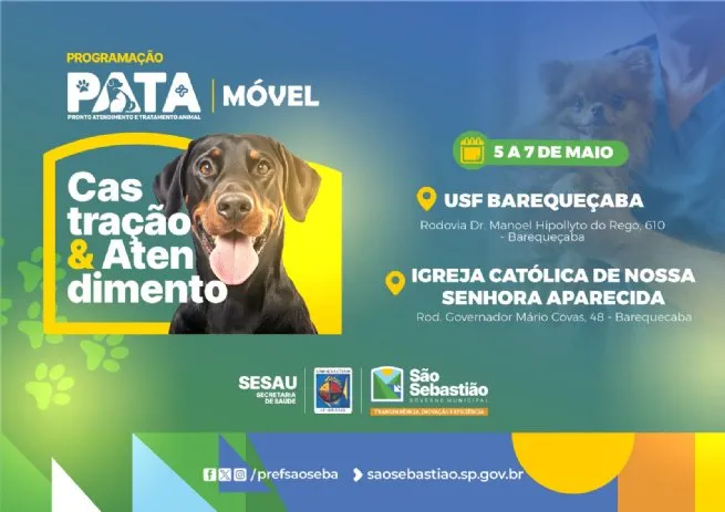 PATA Móvel divulga agenda de maio com paradas em bairros da região central, Costa Sul e Costa Norte