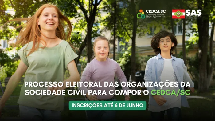 Sociedade civil já pode se inscrever para participar da eleição do Conselho Estadual dos Direitos da Criança e do Adolescente