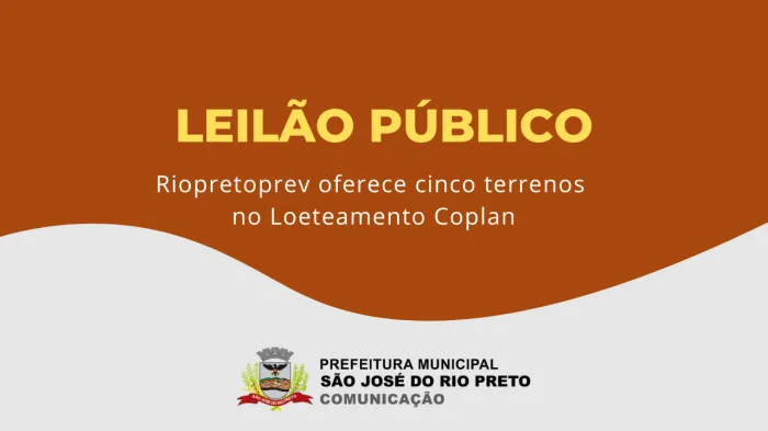Riopretoprev vai leiloar cinco terrenos no Loteamento Coplan