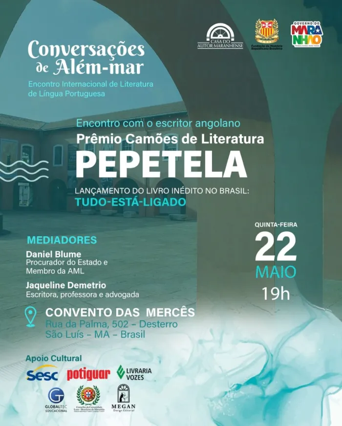 Pepetela lança novo livro em São Luís e participa de palestra no Convento das Mercês