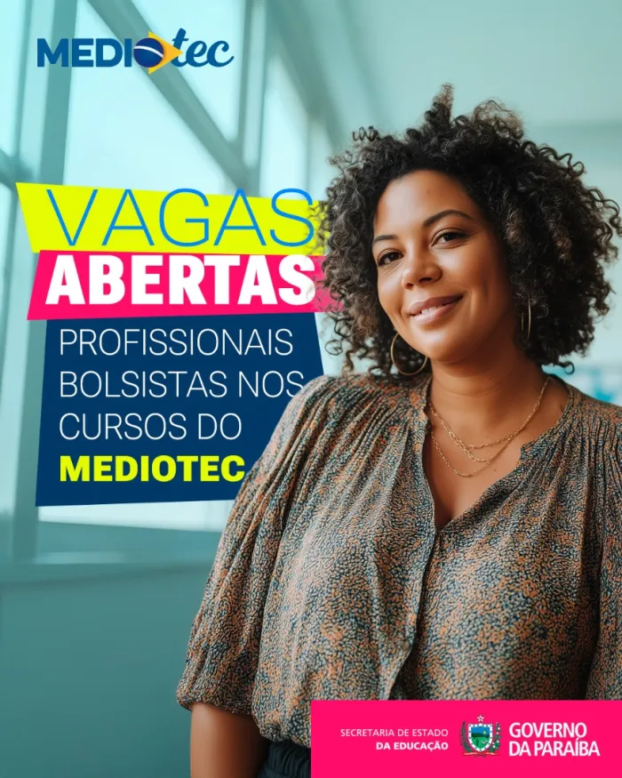 Governo da Paraíba abre seleção para bolsistas do Mediotec com 38 vagas para professores e supervisores
