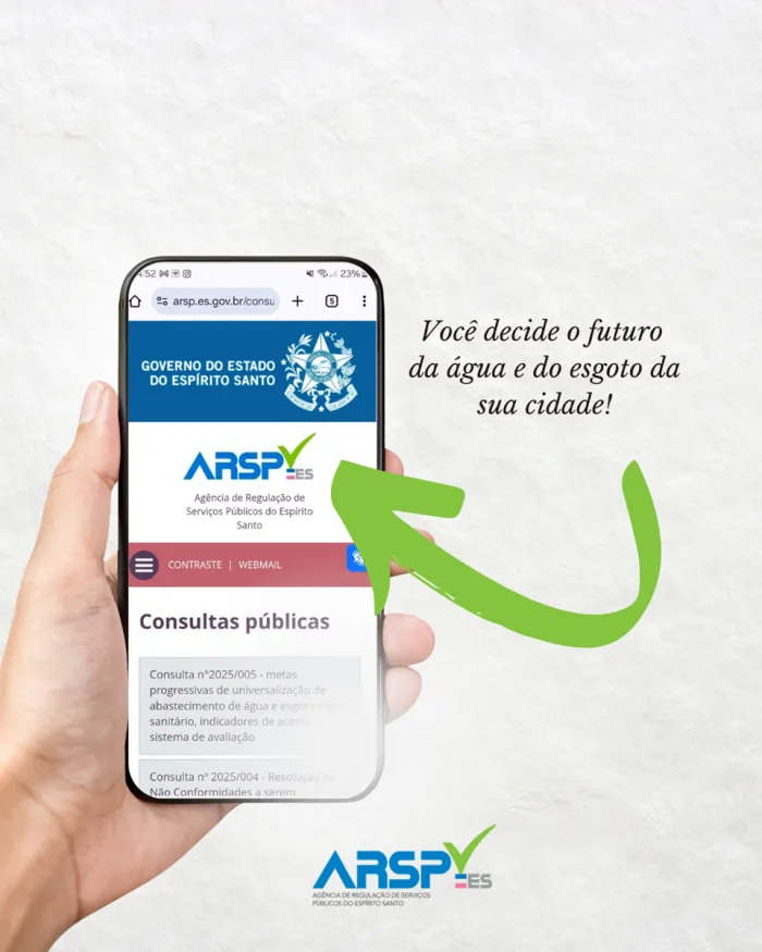 ARSP abre Consulta Pública sobre serviços de saneamento básico no Espírito Santo