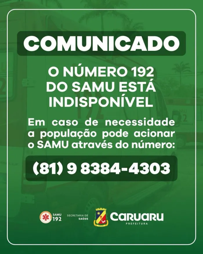 Nota de funcionamento – Serviço de Atendimento Móvel de Urgência (SAMU)