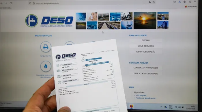 Documentos podem ser acessados por meio da Agência Virtual da Deso. | Foto: Ascom/Deso