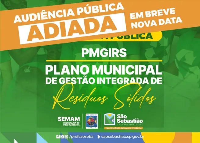 Audiência Pública do Plano Municipal de Gestão Integrada de Resíduos Sólidos é adiada