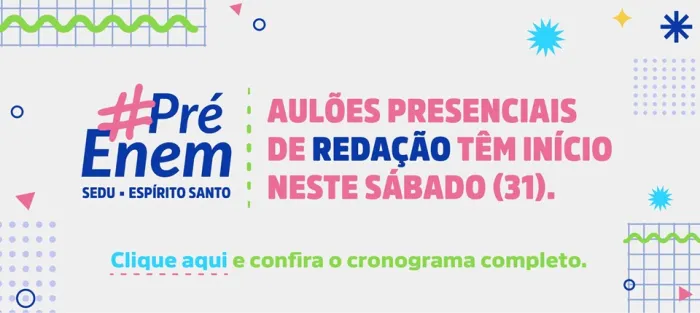 Aulões presenciais de Redação têm início este sábado (31) para estudantes da Rede Estadual de Ensino