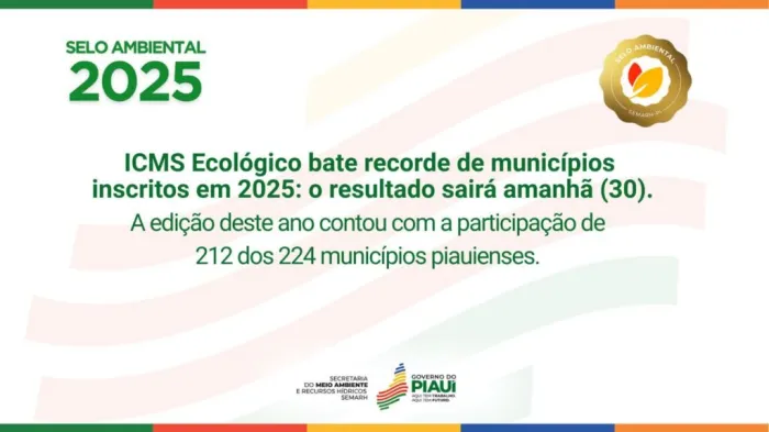ICMS Ecológico bate recorde de municípios inscritos em 2025; resultado será divulgado nesta sexta (30)