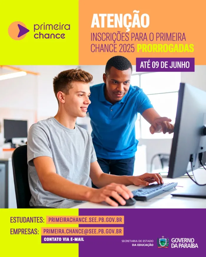 Estudantes e concedentes: inscrições para o Primeira Chance 2025 são prorrogadas até 9 de junho