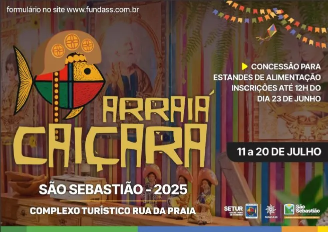 Prefeitura de São Sebastião abre inscrições para concessão de estandes no Arraiá Caiçara 2025