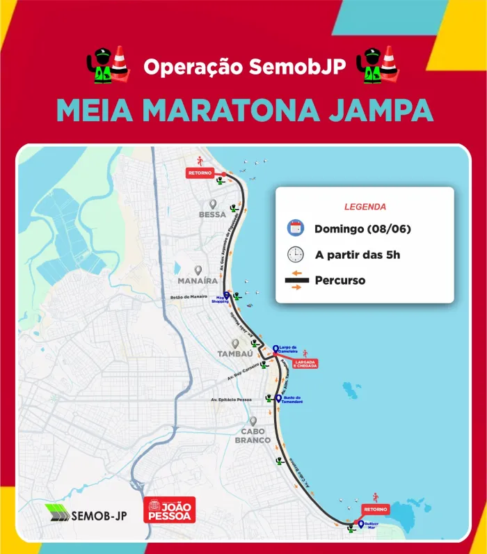 Semob-JP define esquema de trânsito para apoiar evento esportivo neste domingo