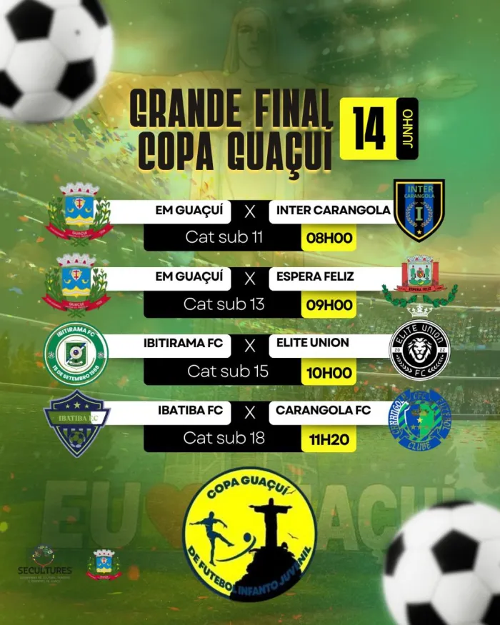 PREFEITURA DE GUAÇUÍ CONVIDA PARA A FINAL DA COPA GUAÇUÍ – CATEGORIAS SUB-11 E SUB-13